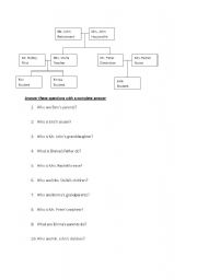 English Worksheet: Family Tree