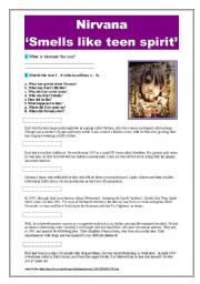 English Worksheet: Nirvana smells like teen spirit 