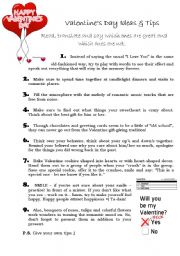 English Worksheet: Valentines Day tips and ideas