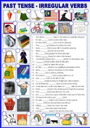 English Worksheet: PAST TENSE - Irregular Verbs with B/W version