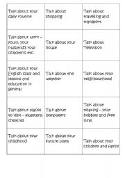 English Worksheet: Talking for one minute on any topic