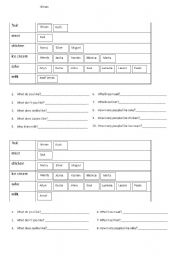 English worksheet: What food do you like?