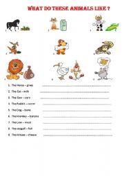 English worksheet: WHAT DOES AN ANMAL LKE