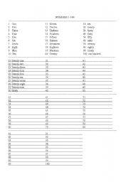 English worksheet: Practice for Numbers 1-100