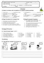English Worksheet: TO BE GOING TO & SUPERLATIVES TEST 