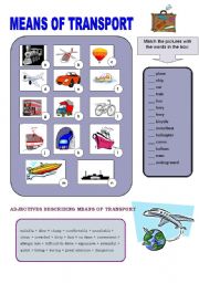 English Worksheet: Means of transport: vocabulary + speaking