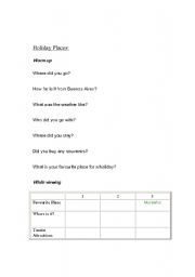 English worksheet: Holiday places