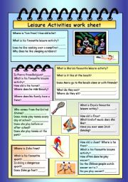 English Worksheet: Leisure Activities