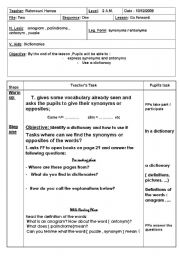 English Worksheet: HPW TO TEACH ENGLISH SYNONYMS AND OPPOSITE