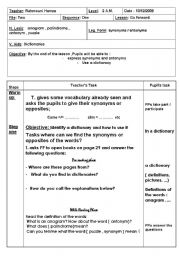 HPW TO TEACH ENGLISH SYNONYMS AND OPPOSITE