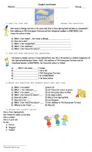 English Worksheet: THE SIMPSONS