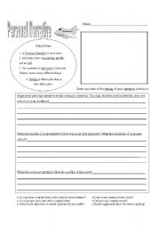 English worksheet: Personal Narrative