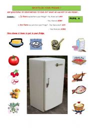 English Worksheet: Fridge pair work WS1