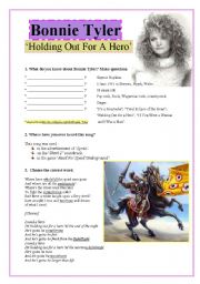 English Worksheet: Bonnie Tyler holdinh out for a hero