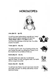 English Worksheet: Horoscopes1