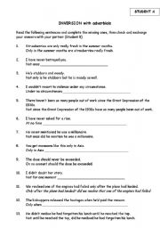 English Worksheet: Inversion with adverbials