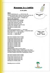English Worksheet: message in a bottle