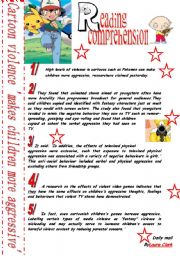 English Worksheet: Cartoon violence makes children more agressive