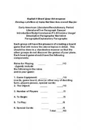 English Worksheet: rubric for boardgame activity