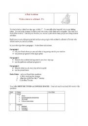 English Worksheet: A Bad Accident  Guided Writing Assignment