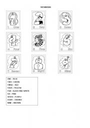 English worksheet: Numbers 1-9 / colours