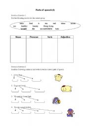 English Worksheet: parts of speech