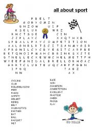 English Worksheet: word search sport