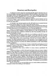 English Worksheet: monetary and fisal policy