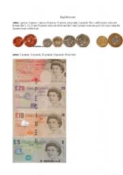 English coins and notes