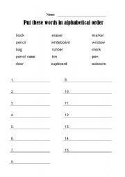 English Worksheet: Alphabetical Order 