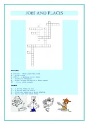 English Worksheet: Jobs and places of work crossword