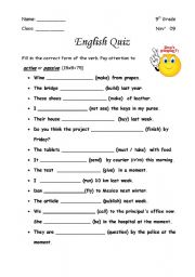 English Worksheet: passive/active