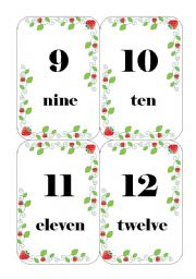 English Worksheet: strawberry numbers flashcards