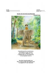 English Worksheet: Make Room for Elephants