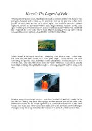 English Worksheet: Hawaii: The legend of Pele