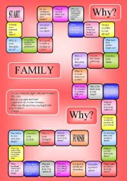 English Worksheet: boardgame - family (B/W, editable)