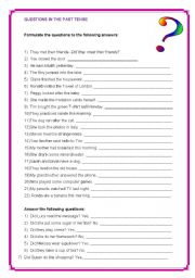 English Worksheet: past tense questions