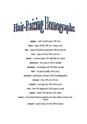 English Worksheet: Homophones and Homographs