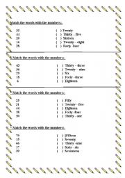 English worksheet: numbers