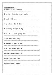 English Worksheet: make sentences