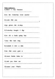 English worksheet: make sentences