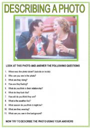 English Worksheet: DESCRIBING A PHOTO 1