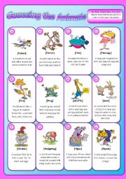 English Worksheet: Animal description Game