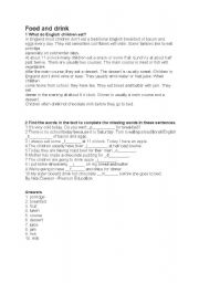 English worksheet: FoodnDrink