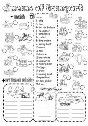 English Worksheet: MEANS OF TRANSPORT