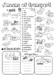 English Worksheet: MEANS OF TRANSPORT