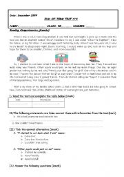 English Worksheet: end-of-term test 9th grade tunisian students