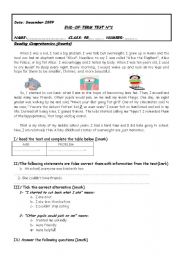 end-of-term test 9th grade tunisian students