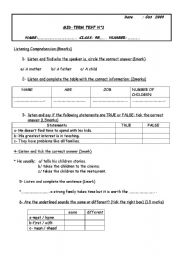 mid-term test 9th grade tunisian students