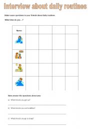 English worksheet: Daily routines